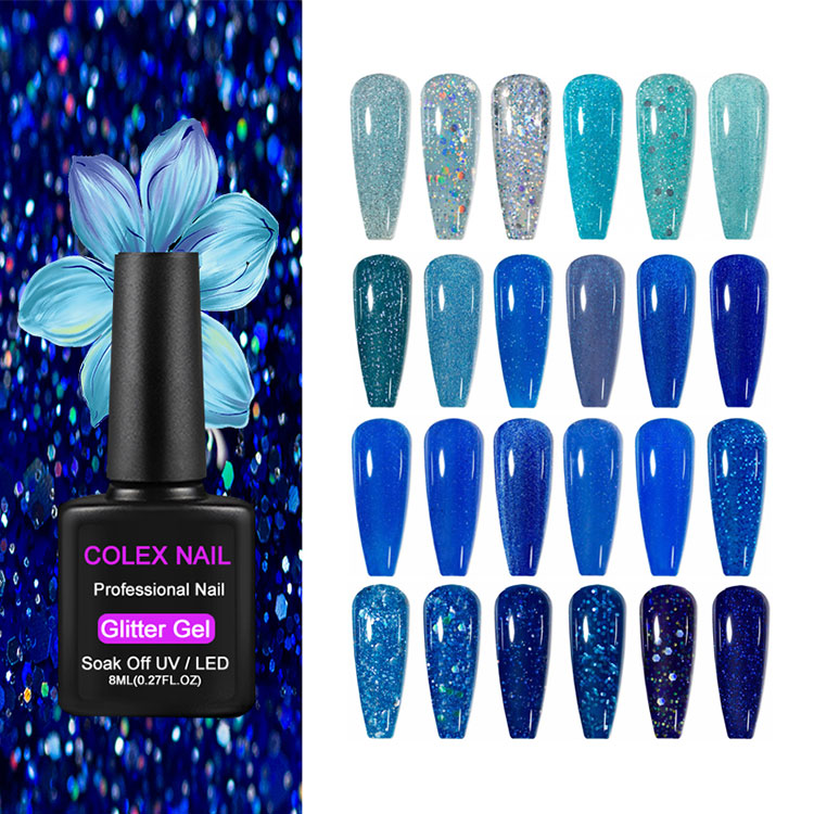 8ml Blue Glitter Gel Poliska