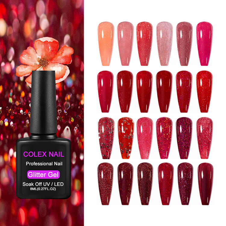 8ml Red Glitter Gel Polski prezent