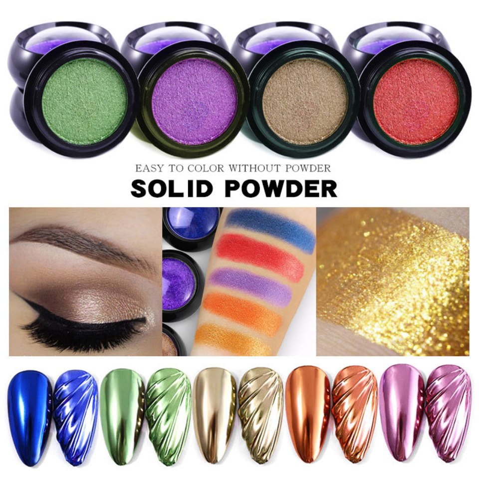 Holograficzny, chromowany, lustrzany puder do paznokci