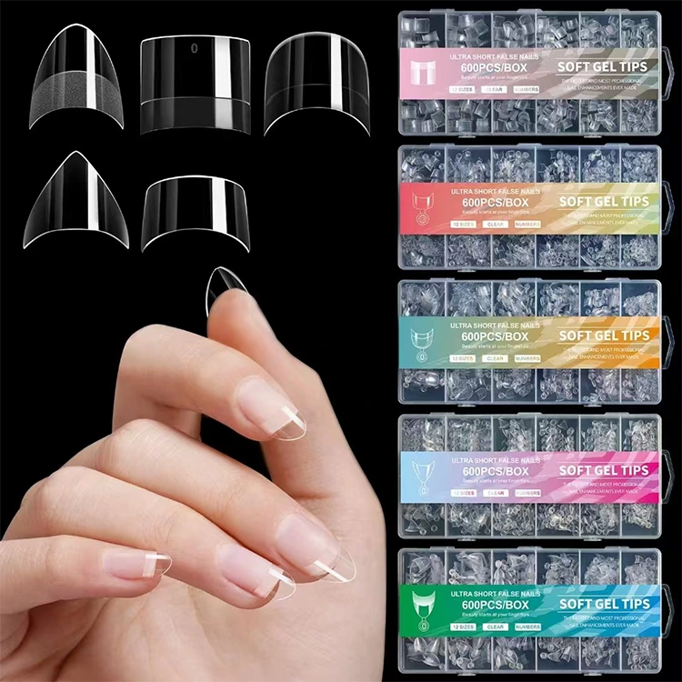 Ultra krótkie miękkie końcówki żelowe - 600pcs